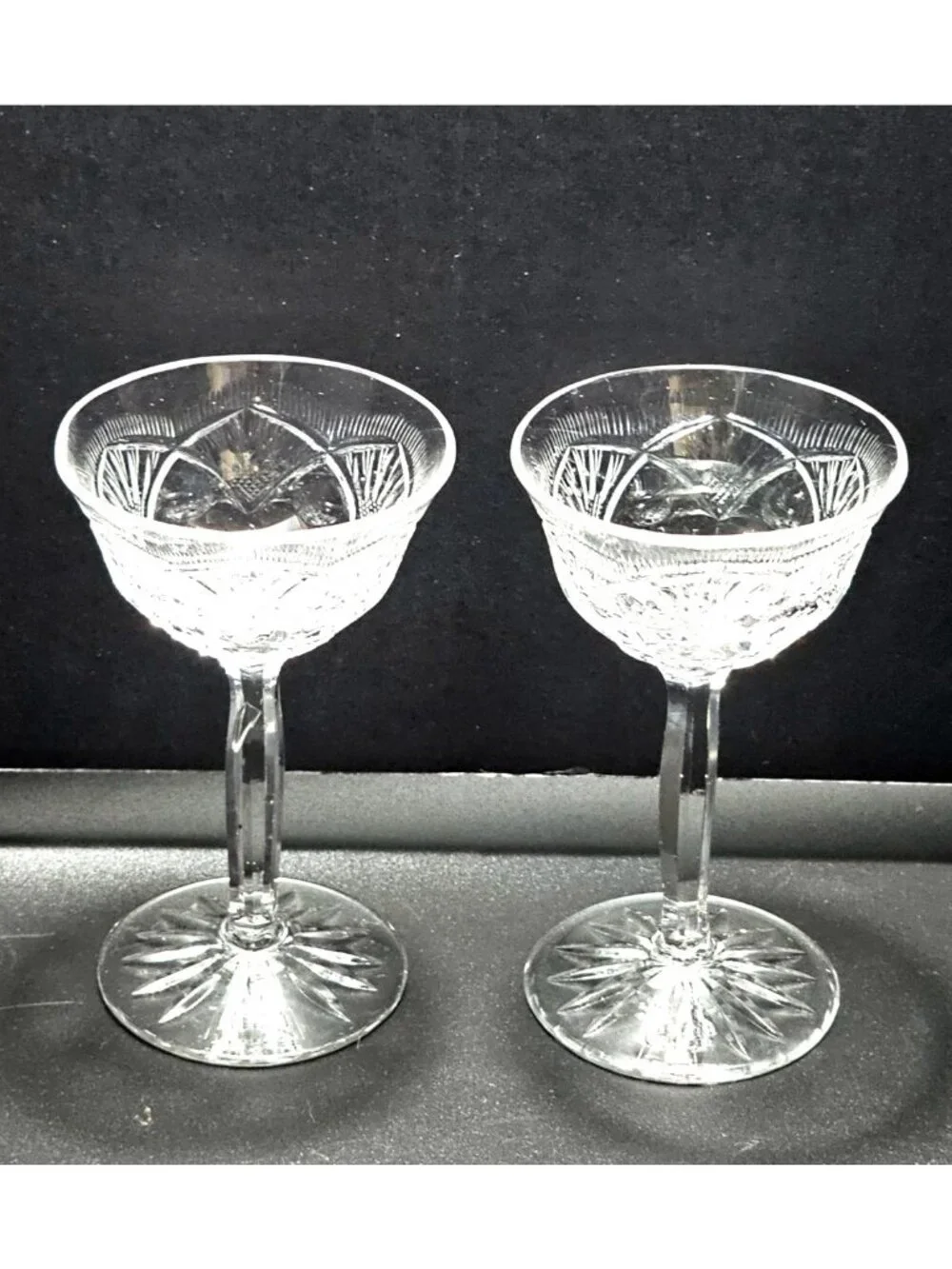 2 Vintage Bohemian Cut Crystal Cordial Glass 2oz Liqueur Stemware Elegant Barwar